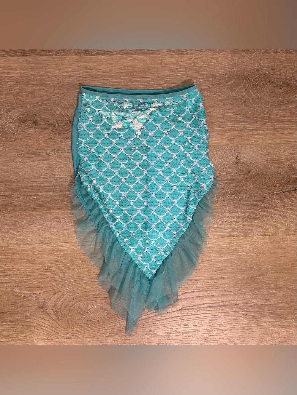 wonder nation Teal Sequin Mermaid Skirt with Tulle Ruffle